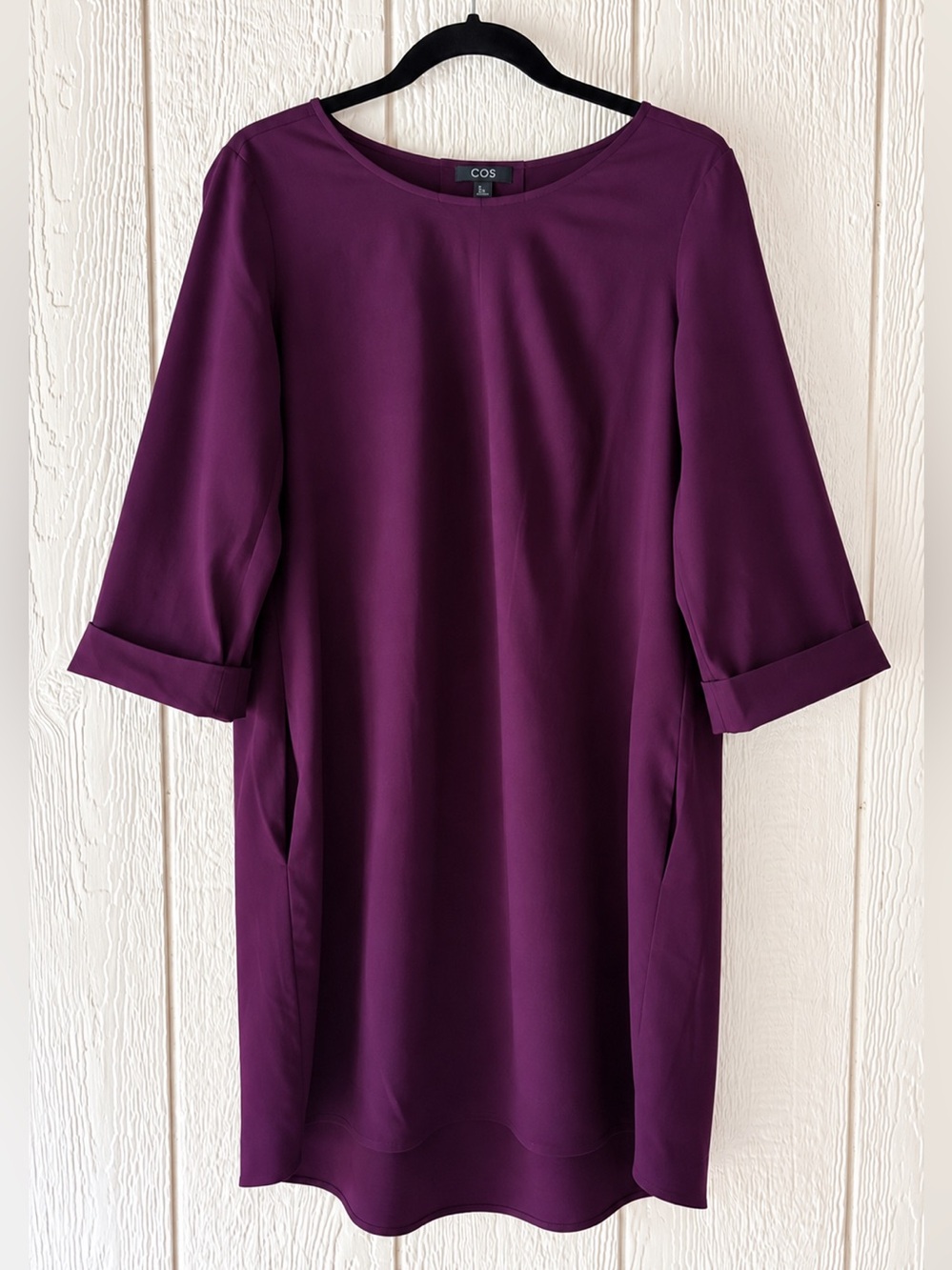 COS Purple Wool Blend Shift Dress Size Small 36